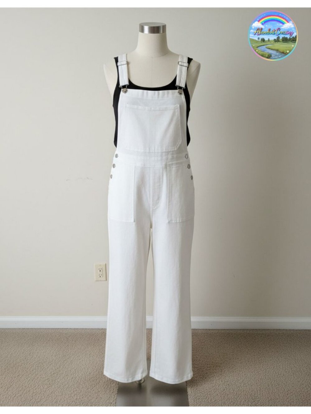 Womens Jean Overalls Straight Wide Leg Baggy Stretchy Denim Bib Adjustable